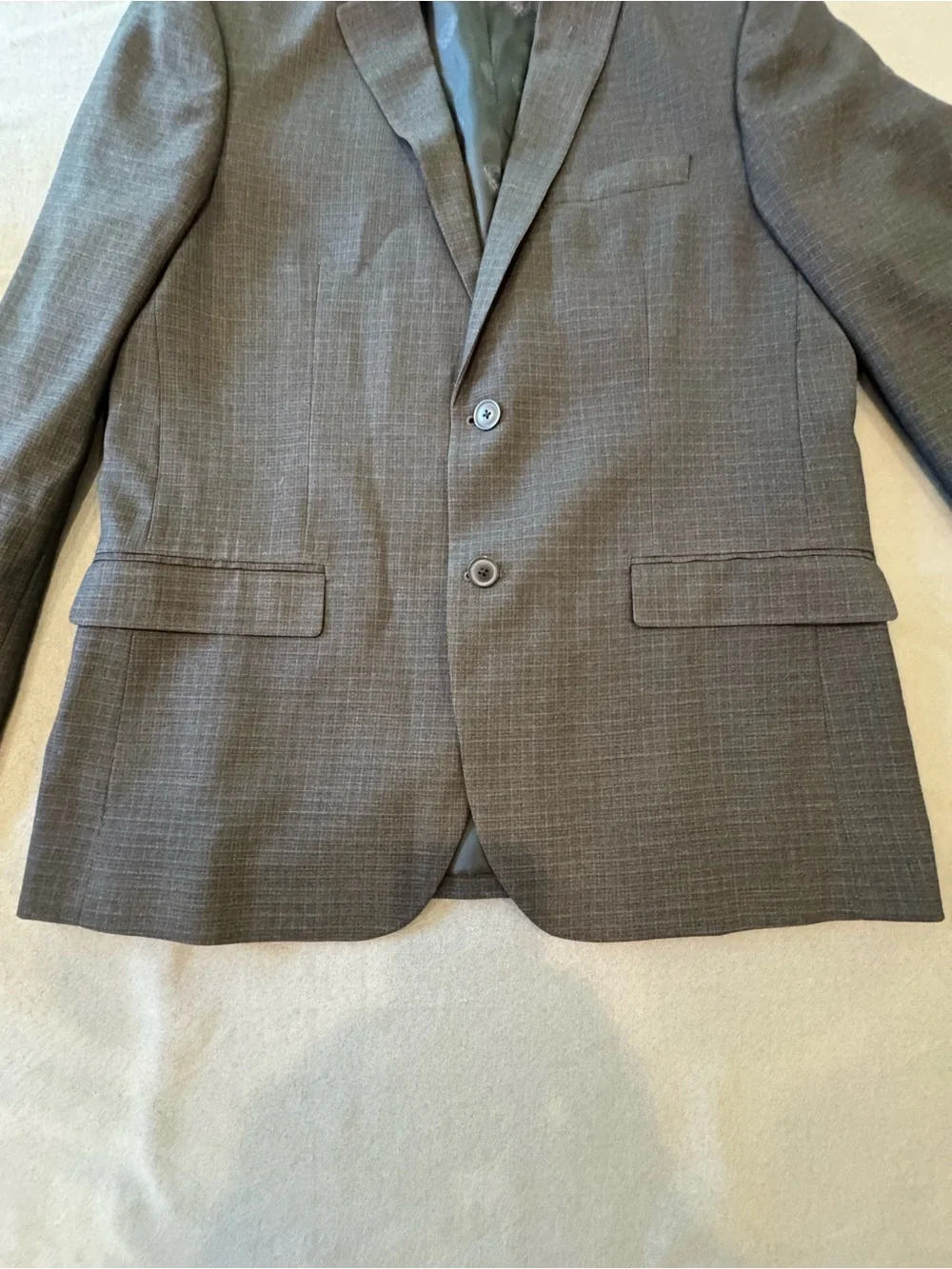 Vince Camuto Wool Moden Fit Plaid 2 Button Blazer Size 42R Slim Fit Gray Blue